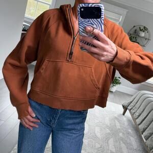 Lululemon Cropped Brown Half-Zip Hoodie Sweatshirt